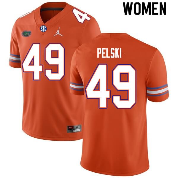 Women's NCAA Florida Gators Preston Pelski #49 Stitched Authentic Nike Orange College Football Jersey OZA4265GT